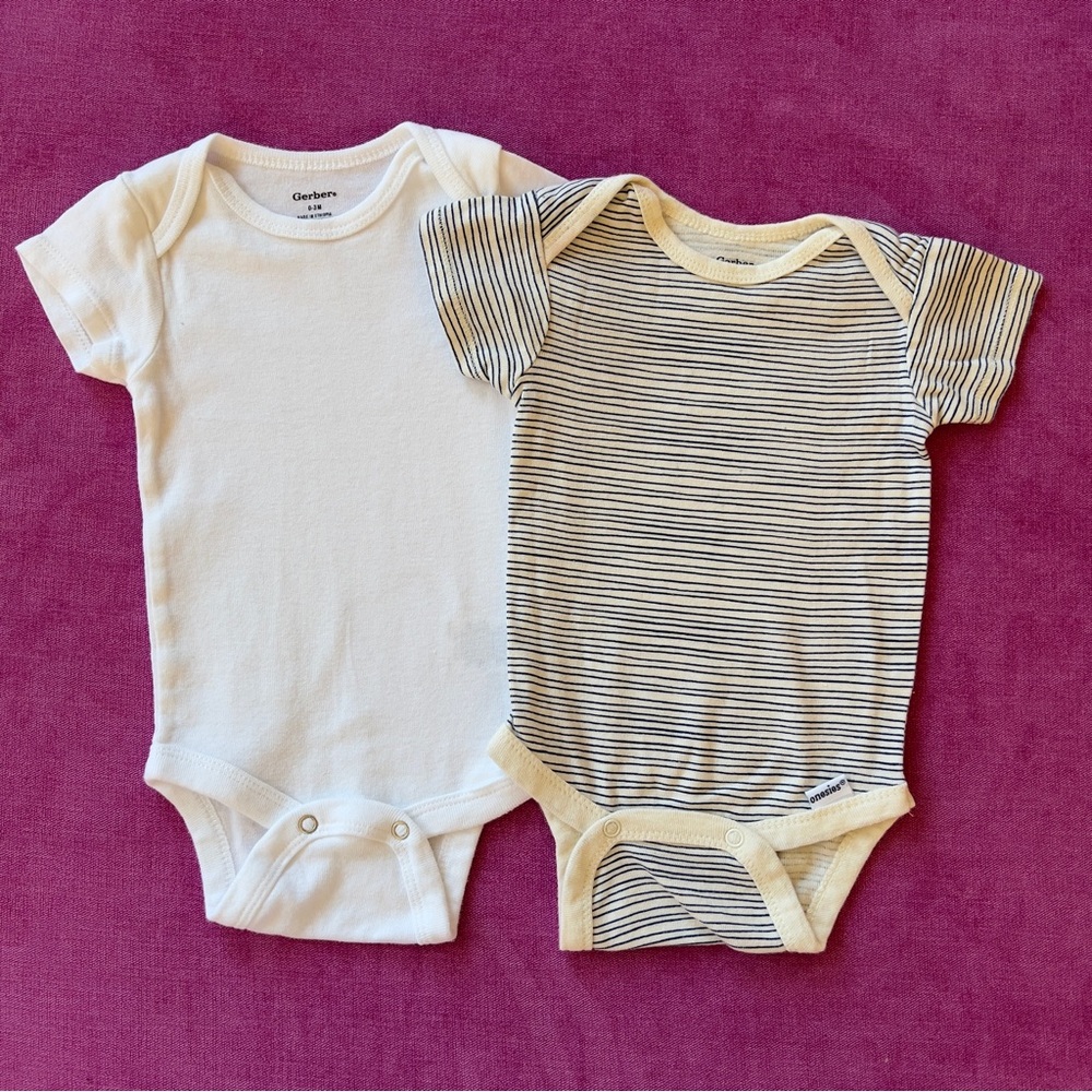Gerber Striped Short Sleeve Onesie Bodysuit Bundle